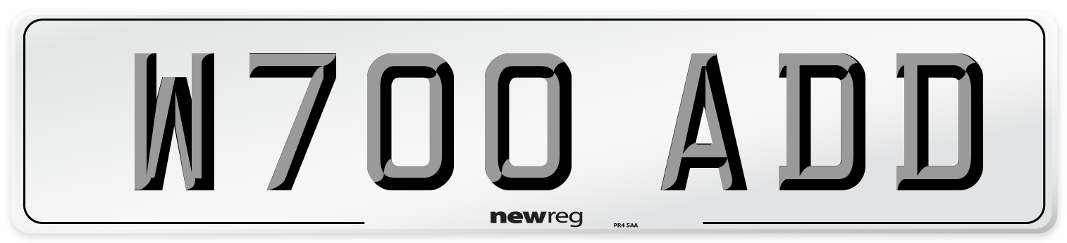 W700 ADD Number Plate from New Reg